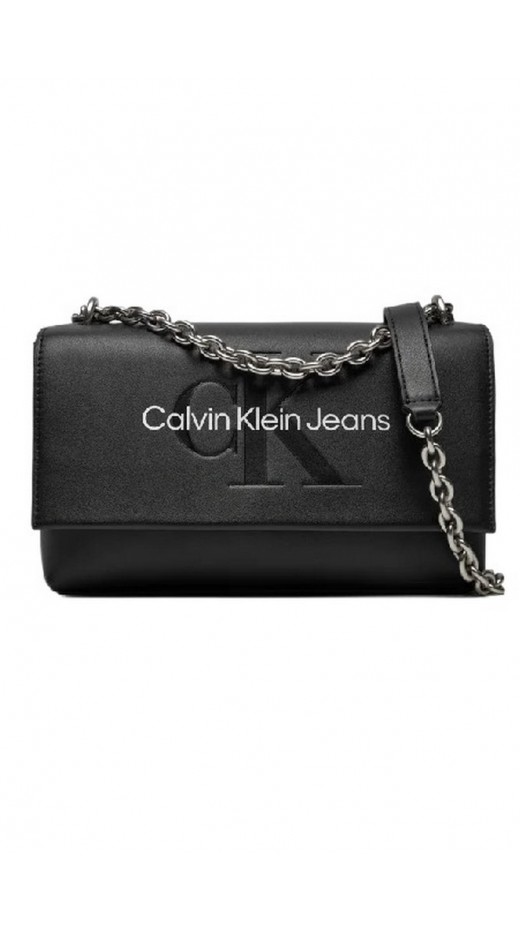 CALVIN KLEIN JEANS SCULPTED EW FLAP W/CHAIN25 MONO ΤΣΑΝΤΑ ΓΥΝΑΙΚΕΙΑ BLACK