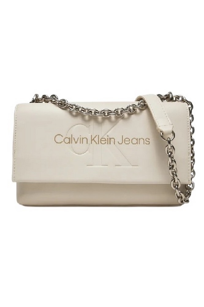 CALVIN KLEIN JEANS SCULPTED EW FLAP W/CHAIN25 MONO ΤΣΑΝΤΑ ΓΥΝΑΙΚΕΙΑ EGGSHELL