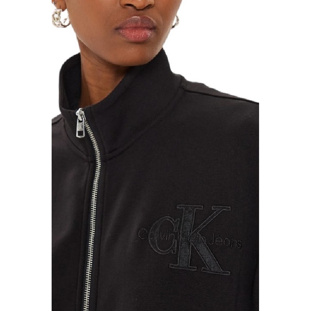 CALVIN KLEIN JEANS SATIN APPLIQUE ZIP-THROUGH ΖΑΚΕΤΑ ΓΥΝΑΙΚΕΙΑ BLACK