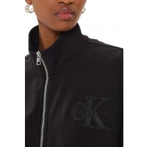 CALVIN KLEIN JEANS SATIN APPLIQUE ZIP-THROUGH ΖΑΚΕΤΑ ΓΥΝΑΙΚΕΙΑ BLACK