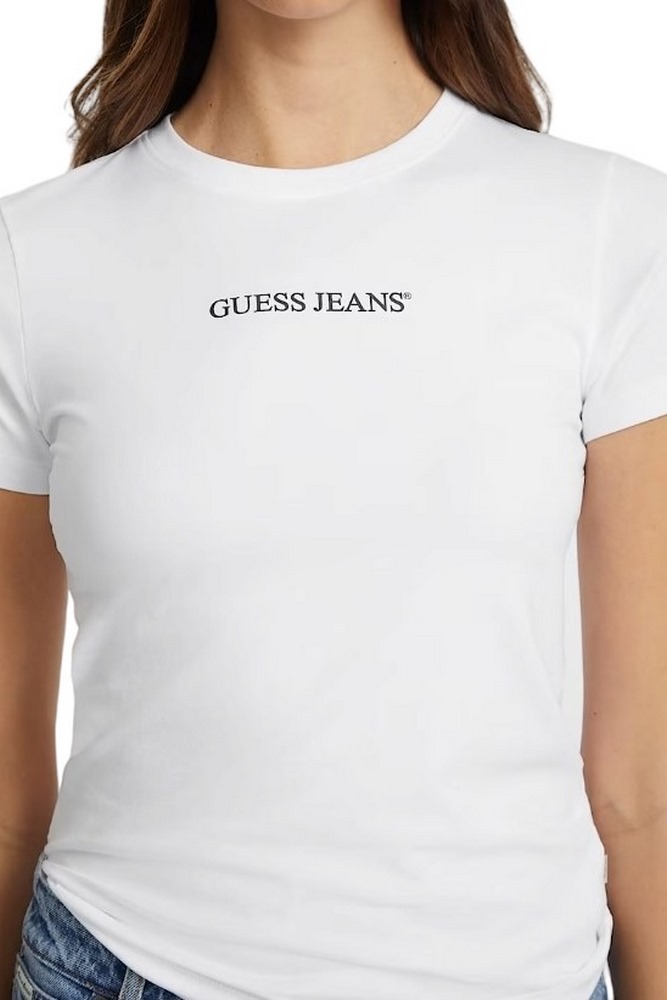 GUESS JEANS SLIM LOGO PRINT TEE T-SHIRT ΜΠΛΟΥΖΑ ΓΥΝΑΙΚΕΙΑ WHITE