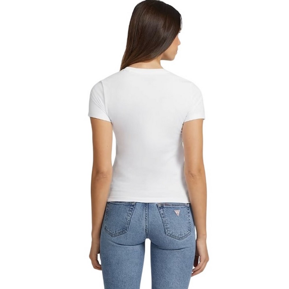 GUESS JEANS SLIM LOGO PRINT TEE T-SHIRT ΜΠΛΟΥΖΑ ΓΥΝΑΙΚΕΙΑ WHITE