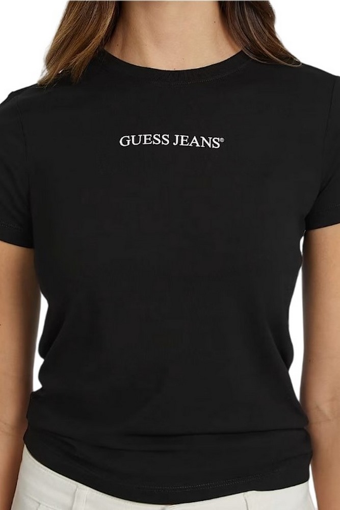 GUESS JEANS SLIM LOGO PRINT TEE T-SHIRT ΜΠΛΟΥΖΑ ΓΥΝΑΙΚΕΙΑ BLACK