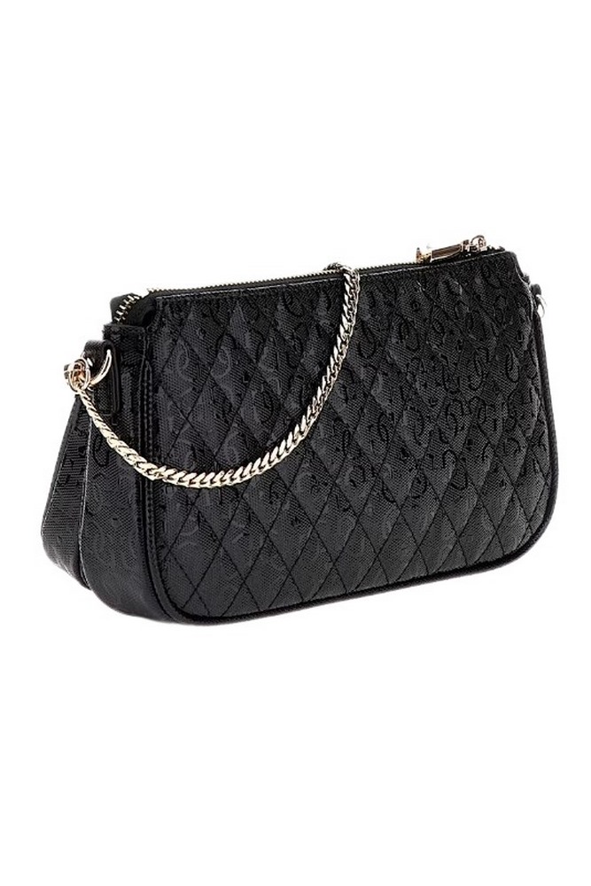 GUESS YARMILLA DBL POUCH CROSSBODY ΤΣΑΝΤΑ ΓΥΝΑΙΚΕΙΑ BLACK