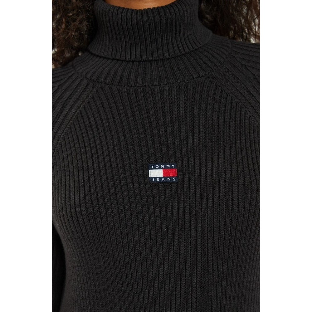 TOMMY HILFIGER MOCKNECK BADGE SWEATER DRESS ΦΟΡΕΜΑ ΓΥΝΑΙΚΕΙΟ BLACK