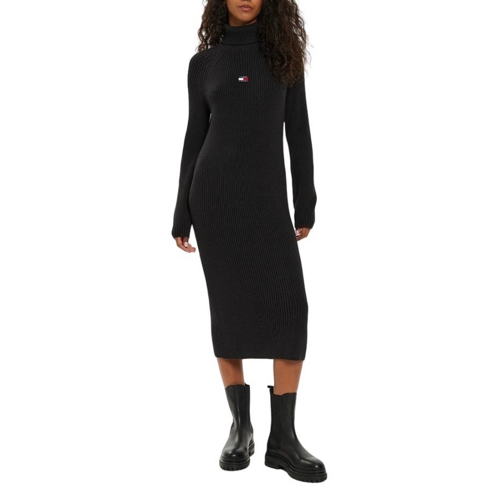 TOMMY HILFIGER MOCKNECK BADGE SWEATER DRESS ΦΟΡΕΜΑ ΓΥΝΑΙΚΕΙΟ BLACK