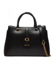 GUESS KUBA TRI COMPARTMENT SATCHEL ΤΣΑΝΤΑ ΓΥΝΑΙΚΕΙΑ BLACK