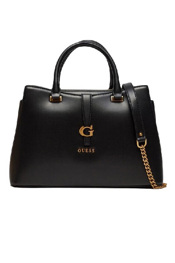 GUESS KUBA TRI COMPARTMENT SATCHEL ΤΣΑΝΤΑ ΓΥΝΑΙΚΕΙΑ BLACK