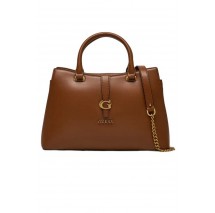 GUESS KUBA TRI COMPARTMENT SATCHEL ΤΣΑΝΤΑ ΓΥΝΑΙΚΕΙΑ COGNAC