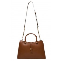 GUESS KUBA TRI COMPARTMENT SATCHEL ΤΣΑΝΤΑ ΓΥΝΑΙΚΕΙΑ COGNAC