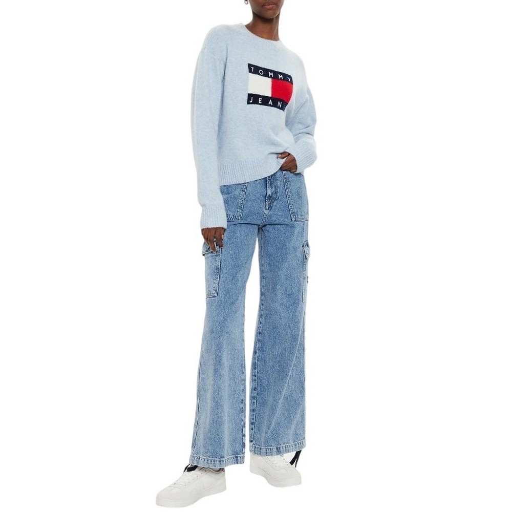 TOMMY JEANS MELANGE FLAG SWEATER EXT ΠΛΕΚΤΗ ΜΠΛΟΥΖΑ ΓΥΝΑΙΚΕΙΑ CIEL