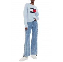 TOMMY JEANS MELANGE FLAG SWEATER EXT ΠΛΕΚΤΗ ΜΠΛΟΥΖΑ ΓΥΝΑΙΚΕΙΑ CIEL