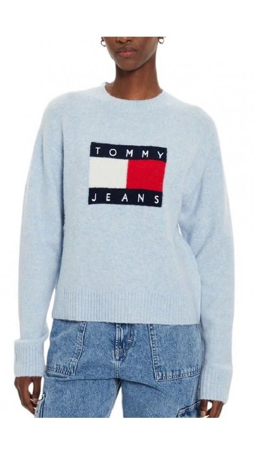 TOMMY JEANS MELANGE FLAG SWEATER EXT ΠΛΕΚΤΗ ΜΠΛΟΥΖΑ ΓΥΝΑΙΚΕΙΑ CIEL