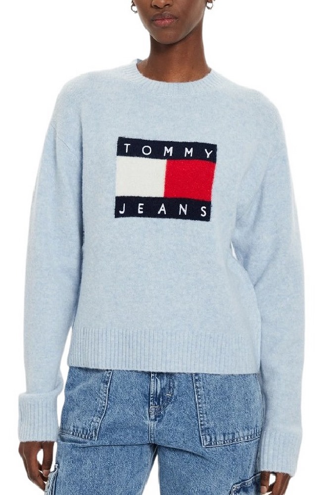 TOMMY JEANS MELANGE FLAG SWEATER EXT ΠΛΕΚΤΗ ΜΠΛΟΥΖΑ ΓΥΝΑΙΚΕΙΑ CIEL