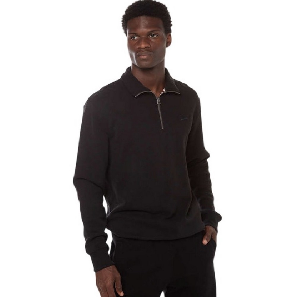 SUPERDRY D1 OVIN ESSENTIAL LOGO HENLEY ΦΟΥΤΕΡ ΜΠΛΟΥΖΑ ΑΝΔΡΙΚΗ BLACK