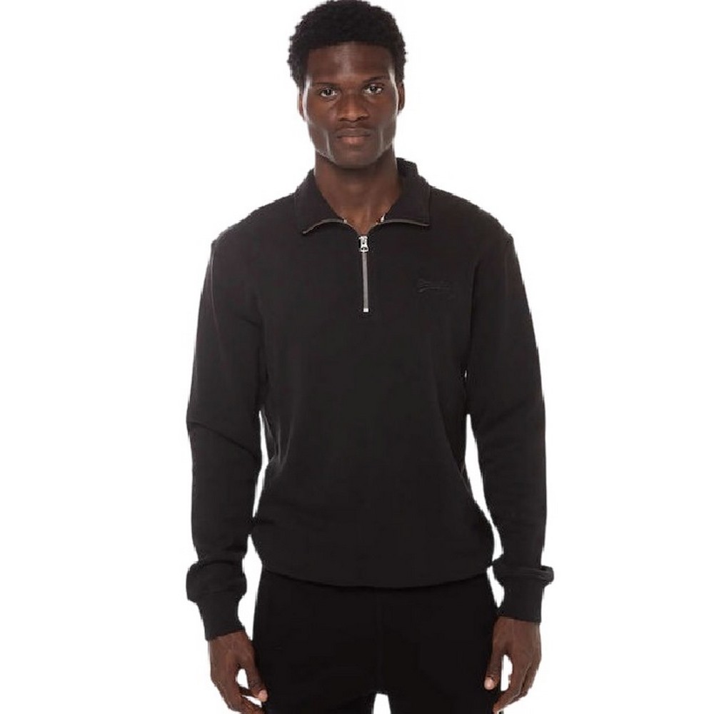 SUPERDRY D1 OVIN ESSENTIAL LOGO HENLEY ΦΟΥΤΕΡ ΜΠΛΟΥΖΑ ΑΝΔΡΙΚΗ BLACK