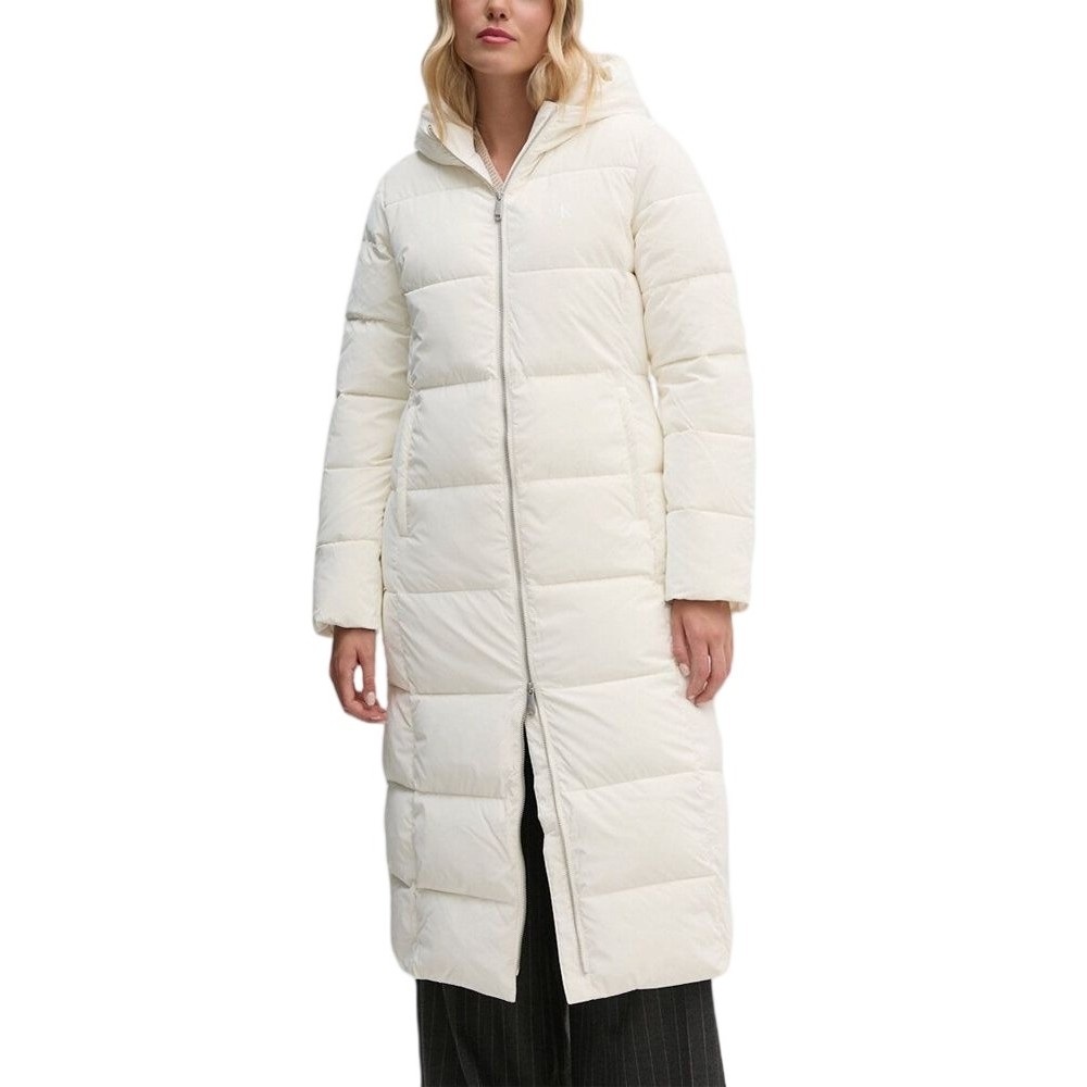 CALVIN KLEIN JEANS SOFT TOUCH LONG FITTED PUFFER ΜΠΟΥΦΑ Ν ΓΥΝΑΙΚΕΙΟ IVORY