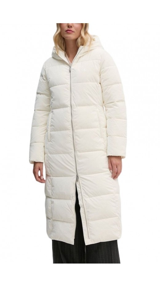 CALVIN KLEIN JEANS SOFT TOUCH LONG FITTED PUFFER ΜΠΟΥΦΑ Ν ΓΥΝΑΙΚΕΙΟ IVORY