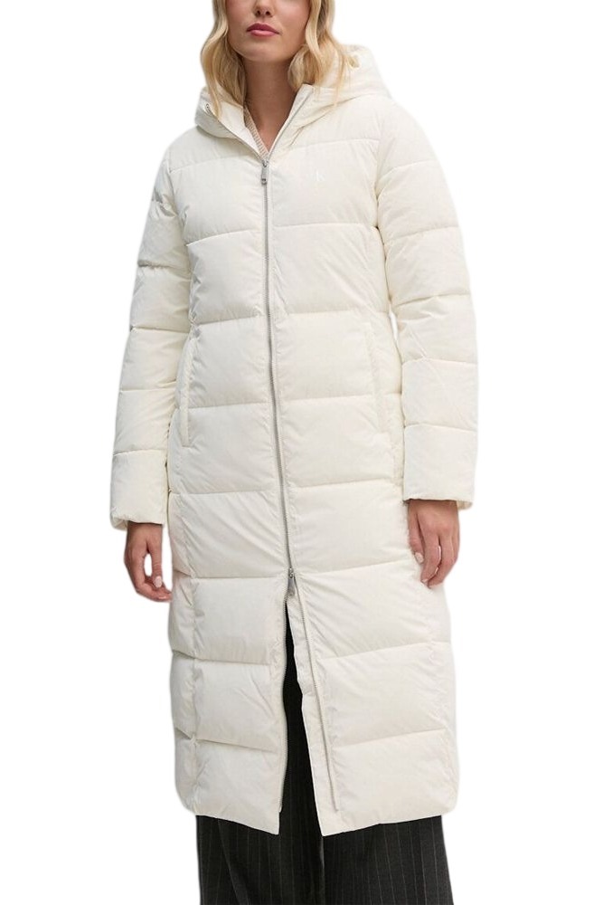 CALVIN KLEIN JEANS SOFT TOUCH LONG FITTED PUFFER ΜΠΟΥΦΑ Ν ΓΥΝΑΙΚΕΙΟ IVORY