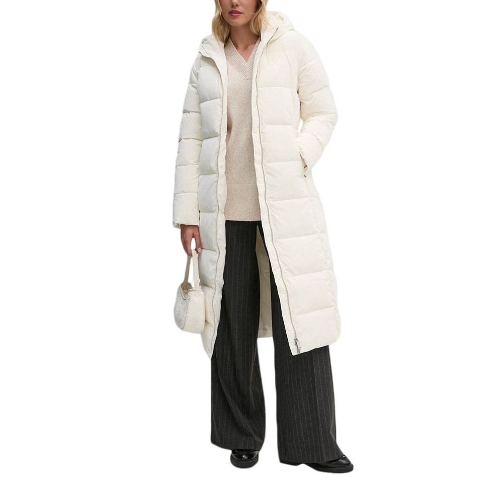 CALVIN KLEIN JEANS SOFT TOUCH LONG FITTED PUFFER ΜΠΟΥΦΑ Ν ΓΥΝΑΙΚΕΙΟ IVORY