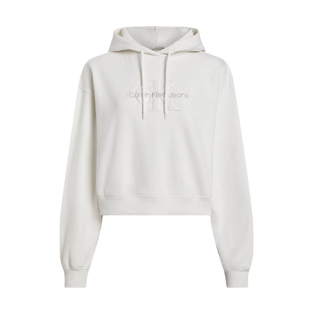 CALVIN KLEIN JEANS CHENILLE MONOLOGO HOODIE ΜΠΛΟΥΖΑ ΦΟΥΤΕΡ ΓΥΝΑΙΚΕΙΑ IVORY