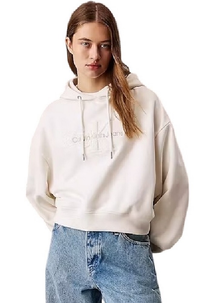 CALVIN KLEIN JEANS CHENILLE MONOLOGO HOODIE ΜΠΛΟΥΖΑ ΦΟΥΤΕΡ ΓΥΝΑΙΚΕΙΑ IVORY