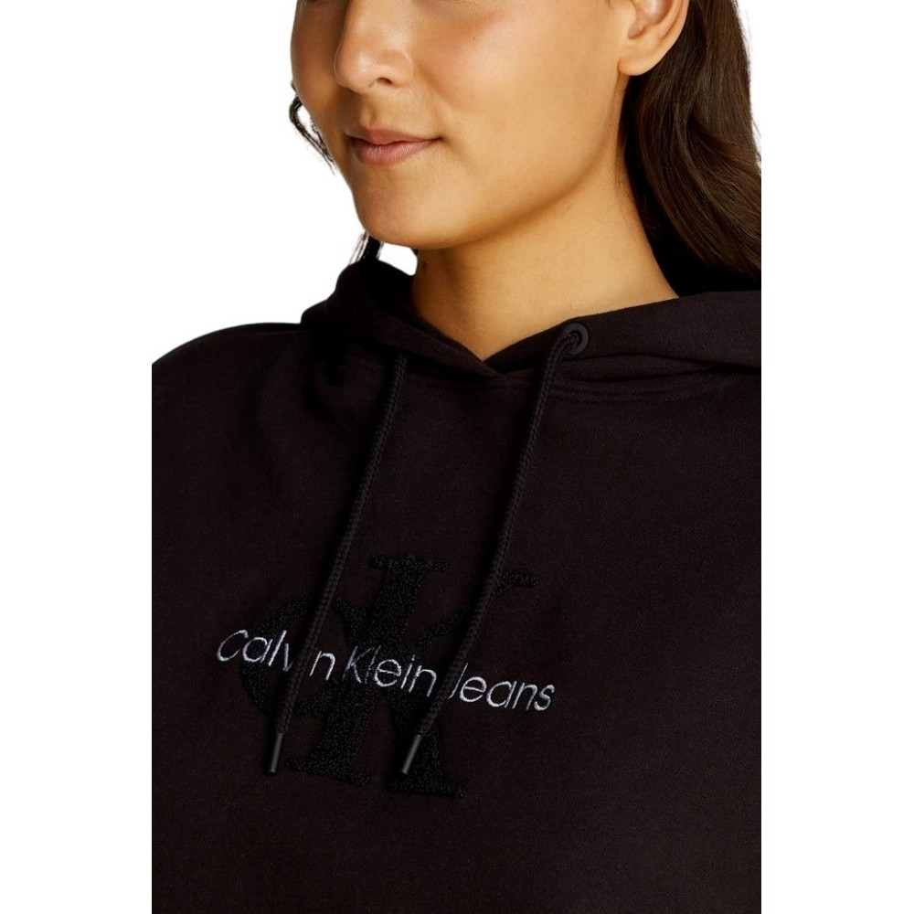 CALVIN KLEIN JEANS CHENILLE MONOLOGO HOODIE ΜΠΛΟΥΖΑ ΦΟΥΤΕΡ ΓΥΝΑΙΚΕΙΑ BLACK