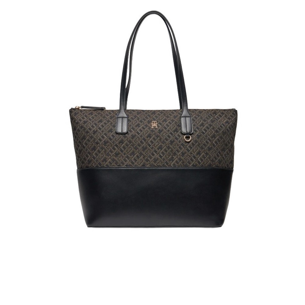 TOMMY HILFIGER JACQUARD TOTE ΤΣΑΝΤΑ ΓΥΝΑΙΚΕΙΑ BLACK