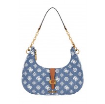 GUESS KUBA TOP ZIP SHOULDER BAG ΤΣΑΝΤΑ ΓΥΝΑΙΚΕΙΑ BLUΕ DENIM