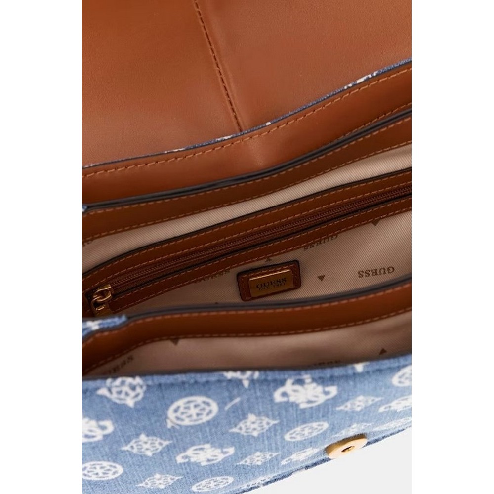 GUESS KUBA TRI CMPT FLAP SHLDR BAG ΤΣΑΝΤΑ ΓΥΝΑΙΚΕΙ? DENIM