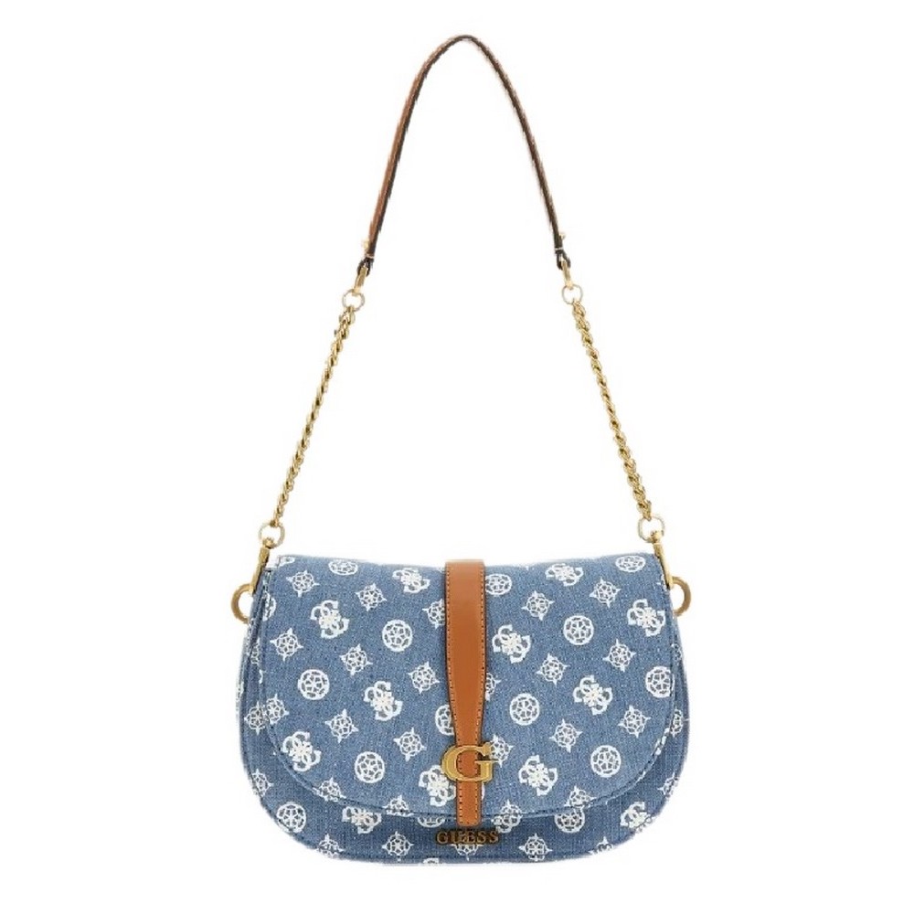 GUESS KUBA TRI CMPT FLAP SHLDR BAG ΤΣΑΝΤΑ ΓΥΝΑΙΚΕΙ? DENIM