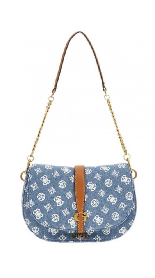 GUESS KUBA TRI CMPT FLAP SHLDR BAG ΤΣΑΝΤΑ ΓΥΝΑΙΚΕΙ? DENIM