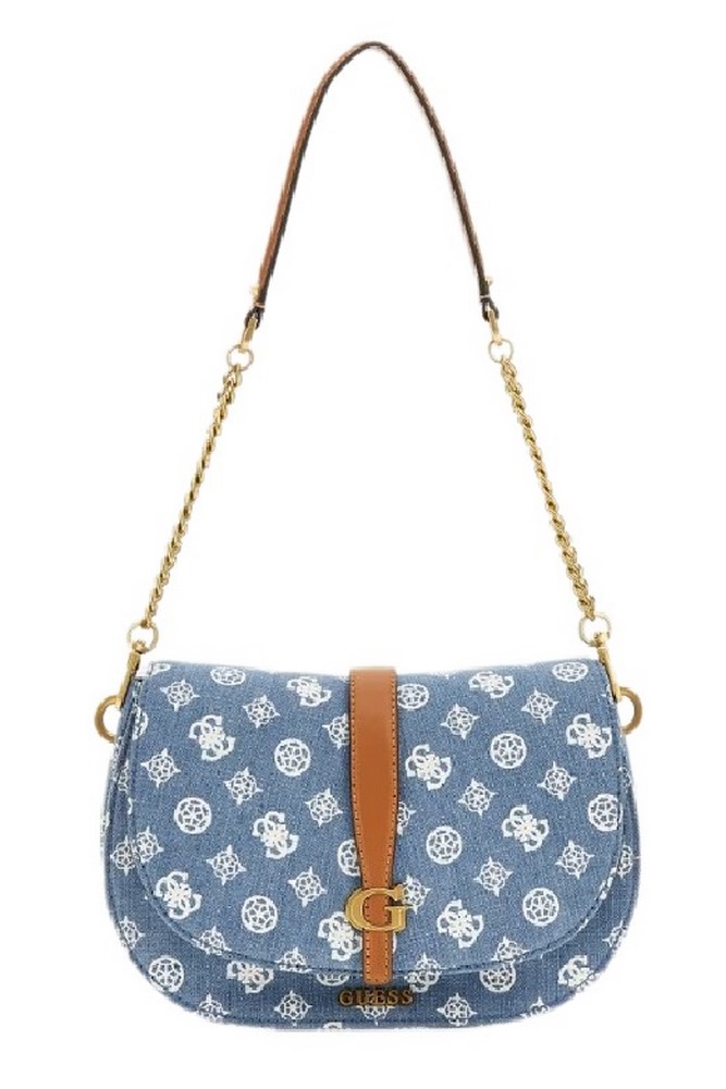 GUESS KUBA TRI CMPT FLAP SHLDR BAG ΤΣΑΝΤΑ ΓΥΝΑΙΚΕΙ? DENIM