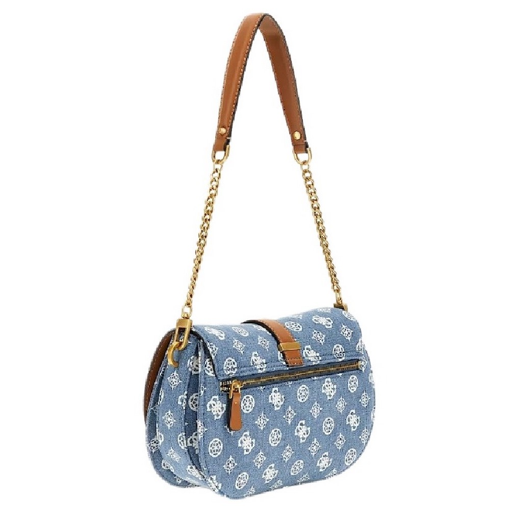 GUESS KUBA TRI CMPT FLAP SHLDR BAG ΤΣΑΝΤΑ ΓΥΝΑΙΚΕΙ? DENIM