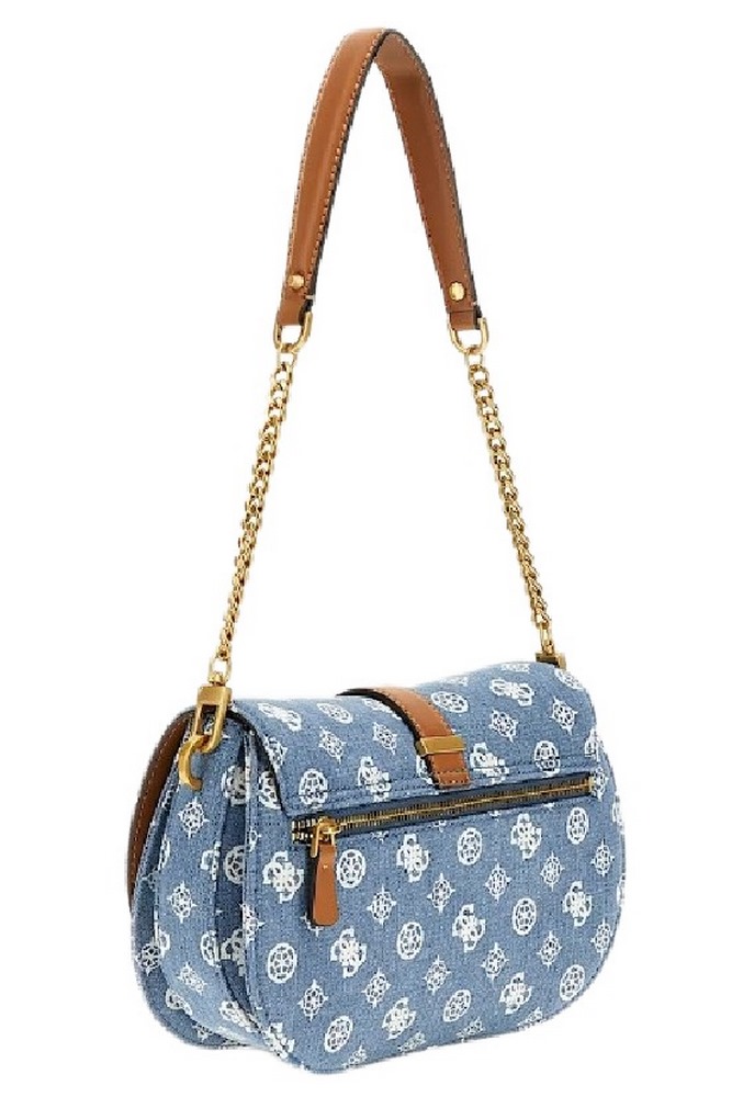 GUESS KUBA TRI CMPT FLAP SHLDR BAG ΤΣΑΝΤΑ ΓΥΝΑΙΚΕΙ? DENIM