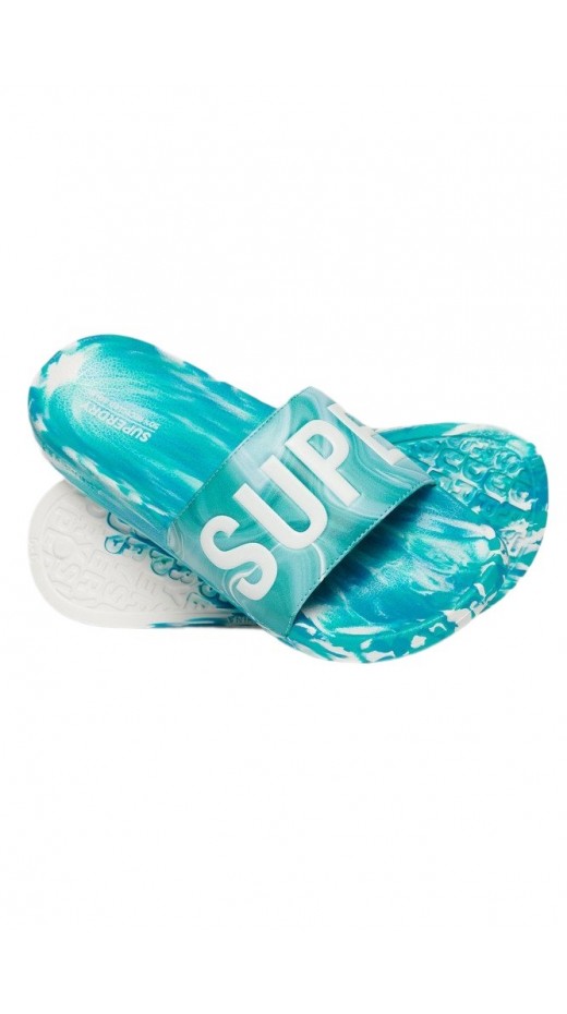 SUPERDRY MARBLE VEGAN POOL SLIDE ΠΑΝΤΟΦΛΑ ΓΥΝΑΙΚΕΙΟ TIRQUOISE