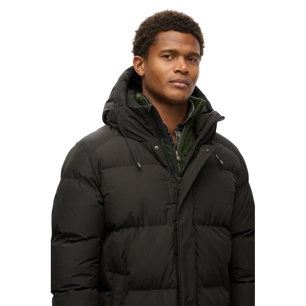 SUPERDRY SDCD HOODED SPORTS PUFFER MID JKT ΜΠΟΥΦΑΝ ΑΝΔΡΙΚΟ BLACK