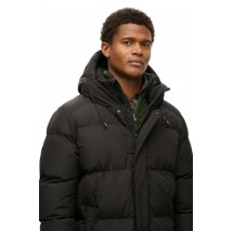 SUPERDRY SDCD HOODED SPORTS PUFFER MID JKT ΜΠΟΥΦΑΝ ΑΝΔΡΙΚΟ BLACK