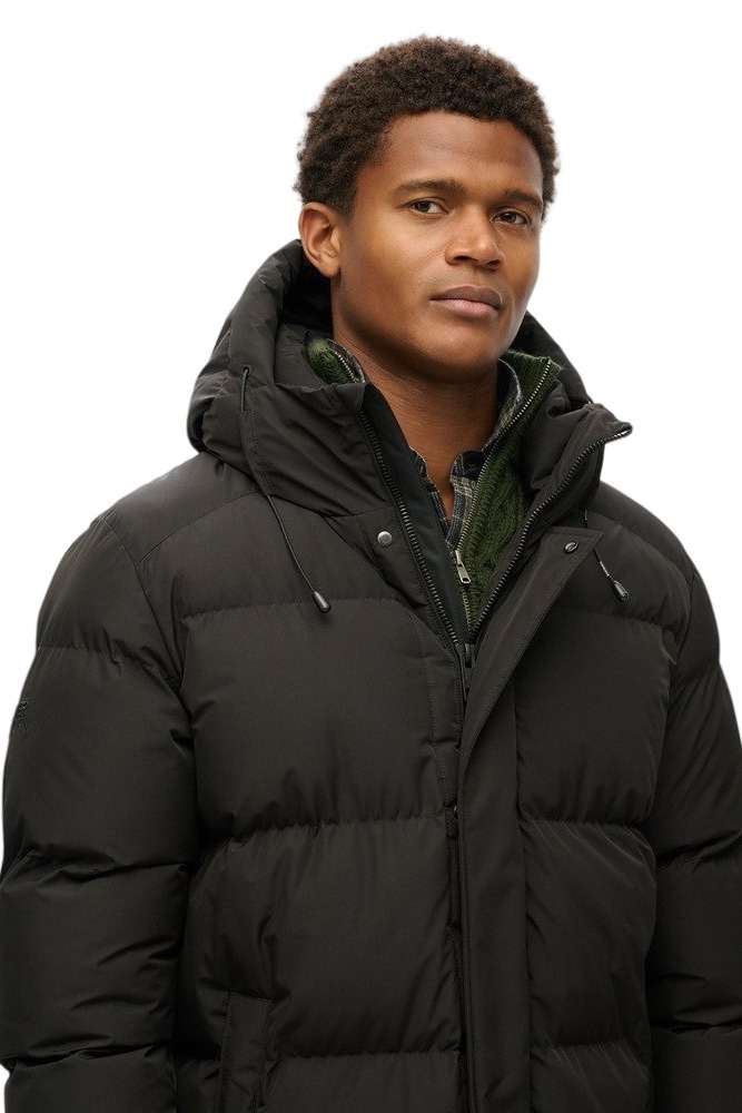 SUPERDRY SDCD HOODED SPORTS PUFFER MID JKT ΜΠΟΥΦΑΝ ΑΝΔΡΙΚΟ BLACK