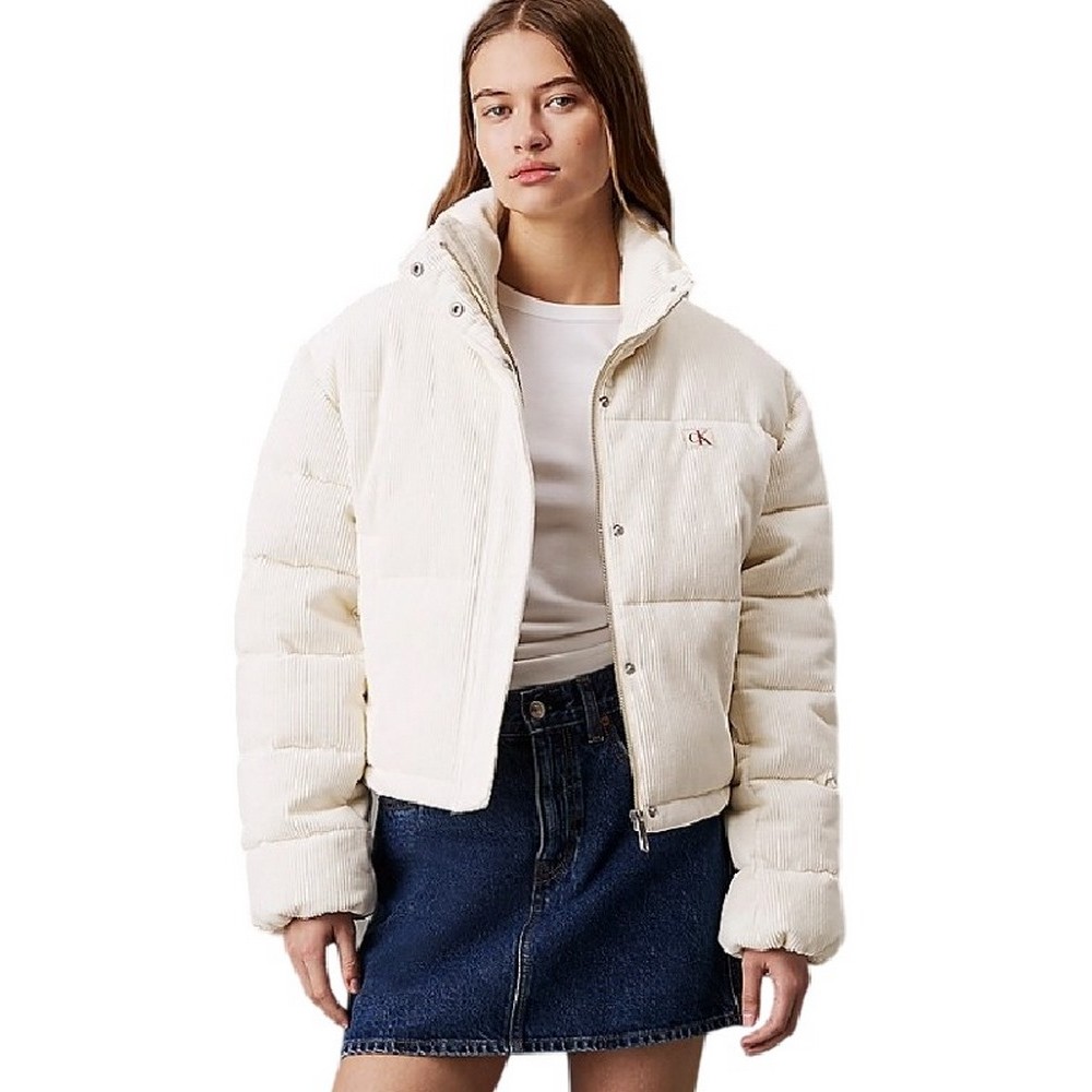 CALVIN KLEIN JEANS CORDUROY PUFFER ΜΠΟΥΦΑΝ ΓΥΝΑΙΚΕΙΟ IVORY