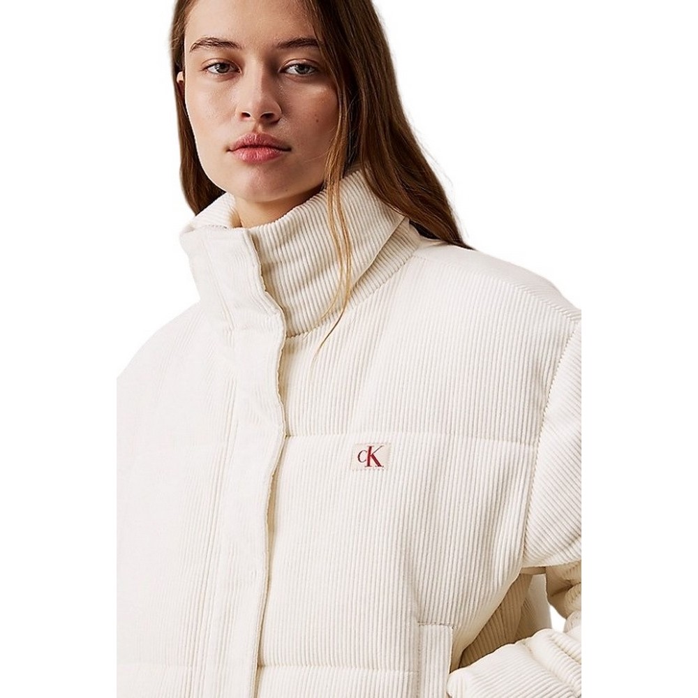 CALVIN KLEIN JEANS CORDUROY PUFFER ΜΠΟΥΦΑΝ ΓΥΝΑΙΚΕΙΟ IVORY