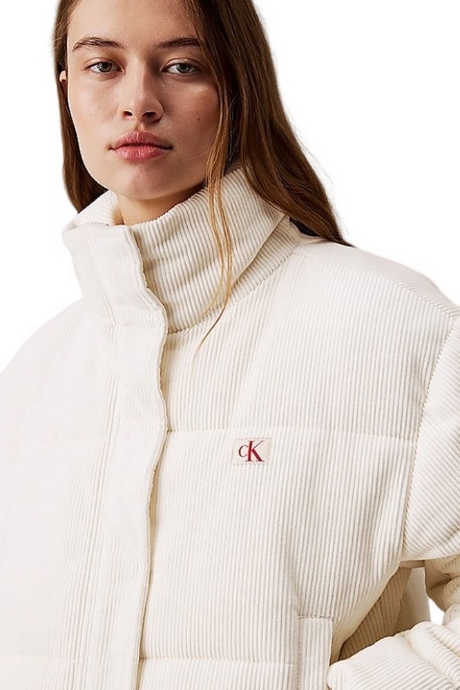 CALVIN KLEIN JEANS CORDUROY PUFFER ΜΠΟΥΦΑΝ ΓΥΝΑΙΚΕΙΟ IVORY