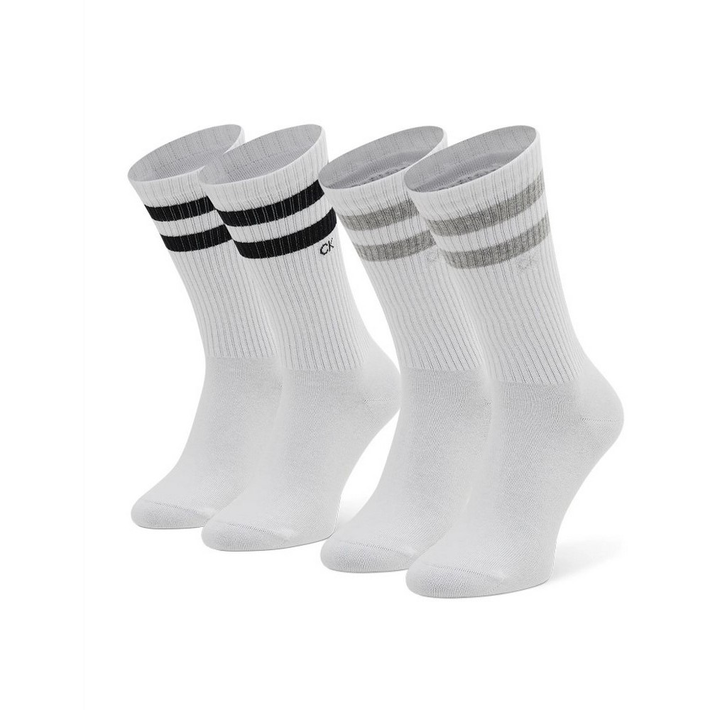 CALVIN KLEIN MEN SOCK 2P STRIPES ΚΑΛΤΣΕΣ ΑΝΔΡΙΚΕΣ WHITE