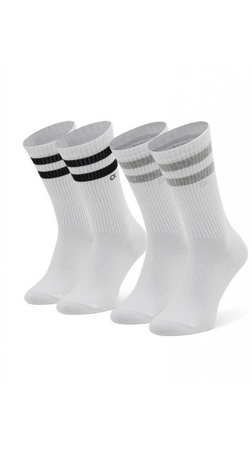 CALVIN KLEIN MEN SOCK 2P STRIPES ΚΑΛΤΣΕΣ ΑΝΔΡΙΚΕΣ WHITE