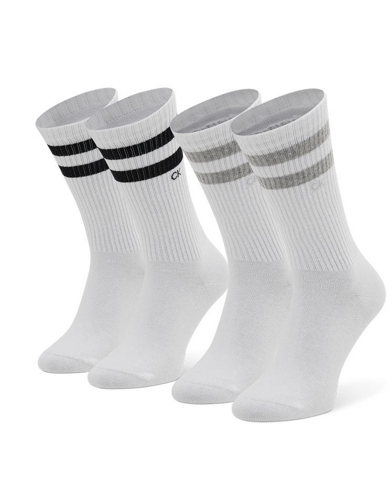 CALVIN KLEIN MEN SOCK 2P STRIPES ΚΑΛΤΣΕΣ ΑΝΔΡΙΚΕΣ WHITE