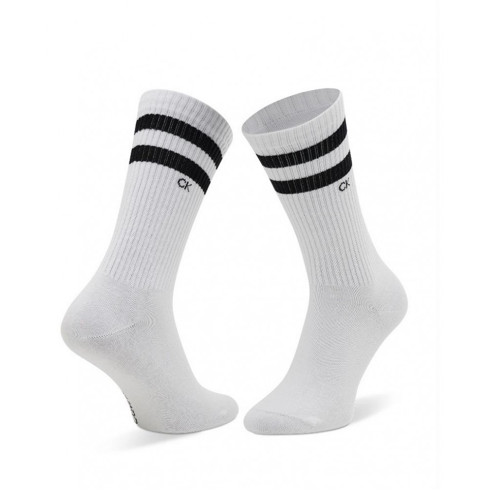 CALVIN KLEIN MEN SOCK 2P STRIPES ΚΑΛΤΣΕΣ ΑΝΔΡΙΚΕΣ WHITE