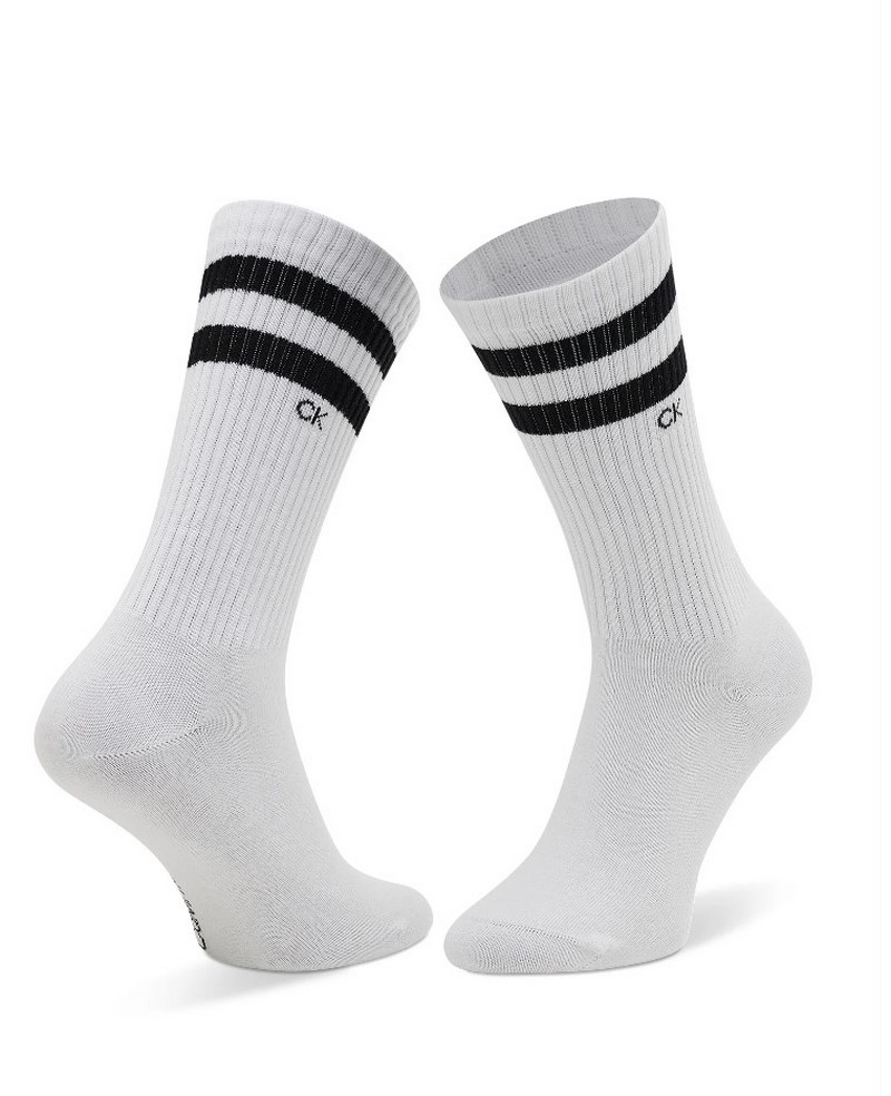 CALVIN KLEIN MEN SOCK 2P STRIPES ΚΑΛΤΣΕΣ ΑΝΔΡΙΚΕΣ WHITE