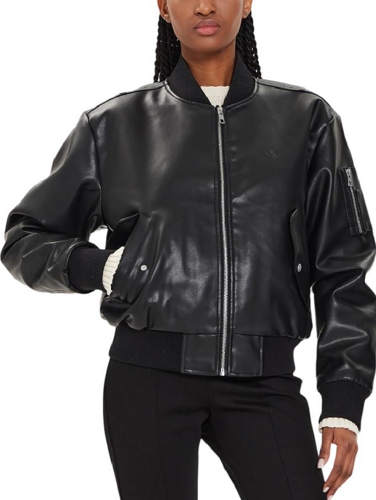 CALVIN KLEIN JEANS FAUX LEATHER BOMBER JACKET ΜΠΟΥΦΑΝ ΓΥΝΑΙΚΕΙΟ BLACK