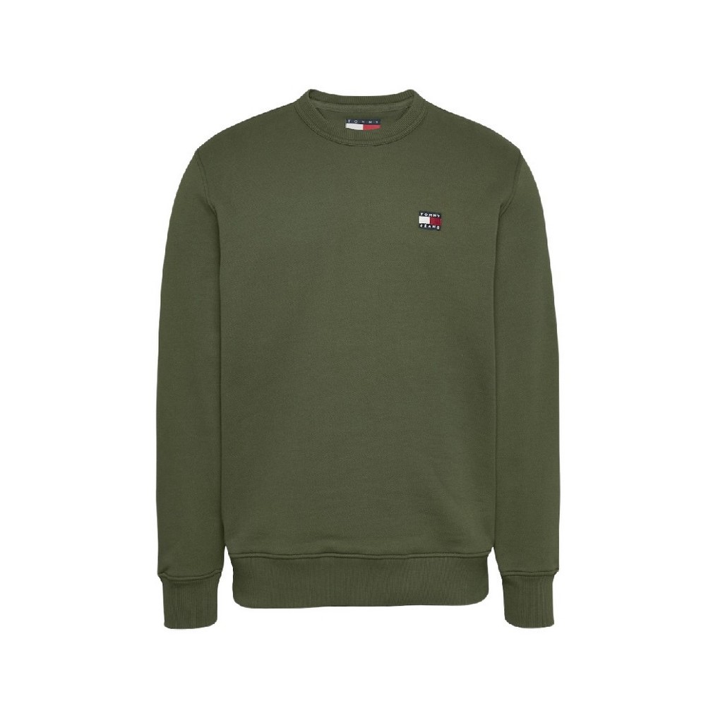 TOMMY JEANS REG BADGE CREW EXT  ΜΠΛΟΥΖΑ ΦΟΥΤΕΡ ΑΝΔΡΙΚΟ KHAKI