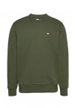 TOMMY JEANS REG BADGE CREW EXT  ΜΠΛΟΥΖΑ ΦΟΥΤΕΡ ΑΝΔΡΙΚΟ KHAKI